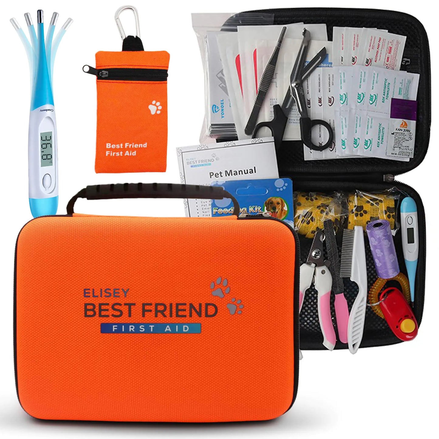 Elisey Pet First Aid Kit for Dogs Cats and Rabbits - Dog First Aid Kit & Cat Emergency Kit - Essential Cat & Dog Travel Essentials - Easily Packable.