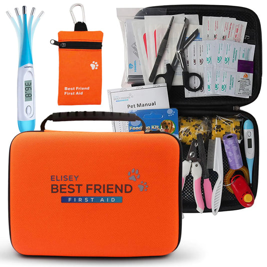 Elisey Pet First Aid Kit for Dogs Cats and Rabbits - Dog First Aid Kit & Cat Emergency Kit - Essential Cat & Dog Travel Essentials - Easily Packable.